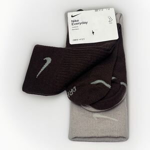 Nike Everyday Unisex 2 Pair. Crew  Socks Sz Large NEW Wool Blend Brown